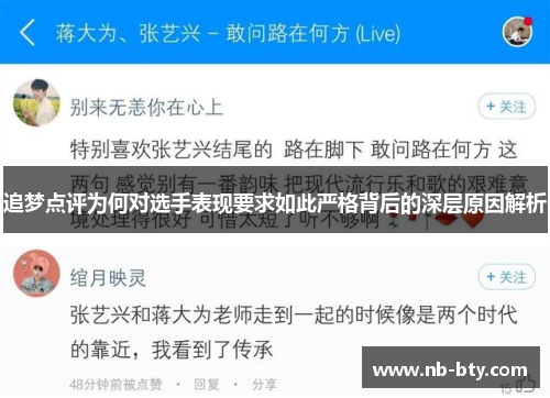 追梦点评为何对选手表现要求如此严格背后的深层原因解析